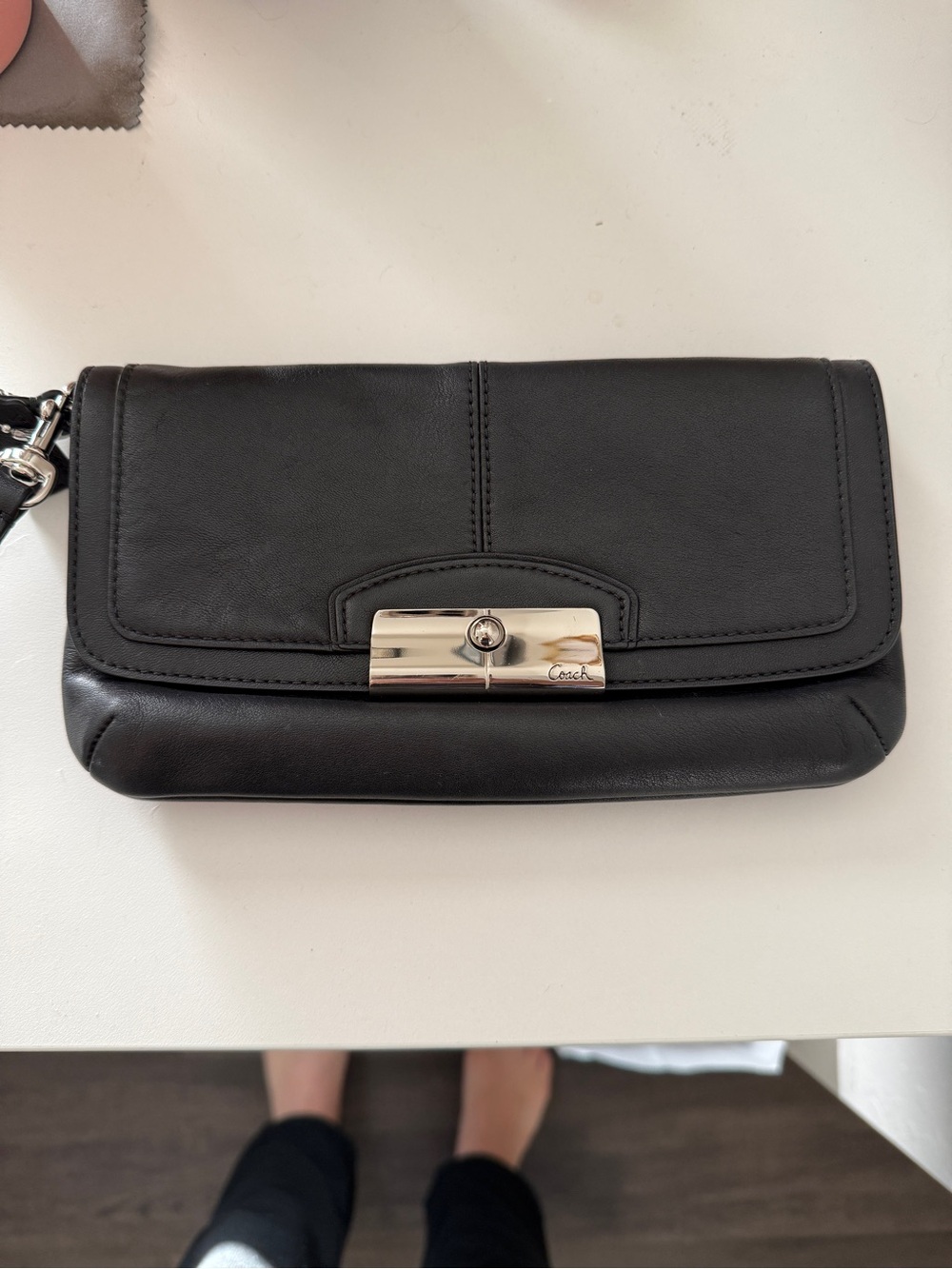 Coach Black Leather Wristlet/Clutch